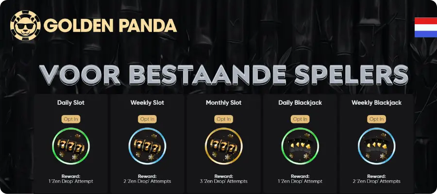 Casino Golden Panda loyaliteitsbonussen met reloads, cashback en free spins