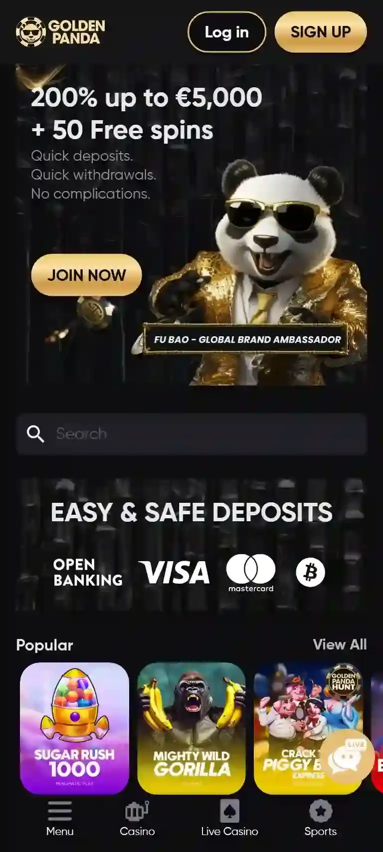 Voorbeeld van het platform Golden Panda(6)